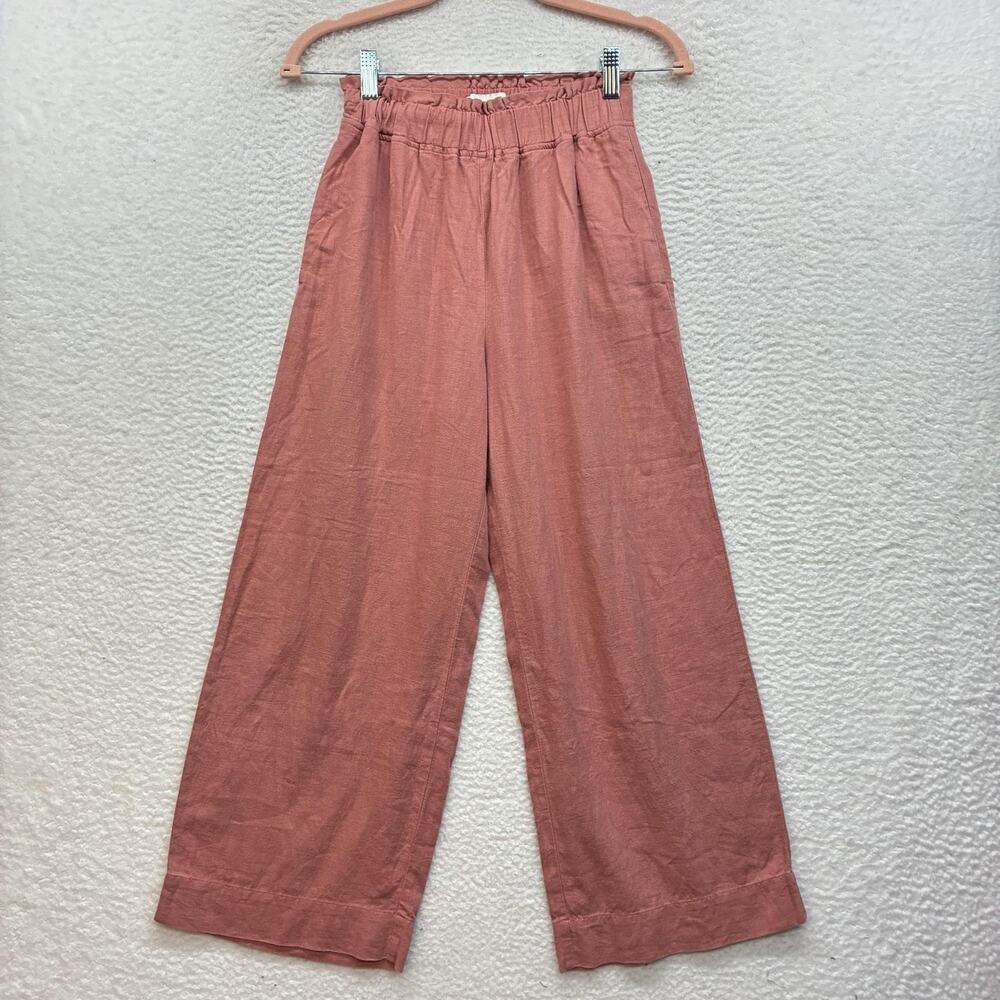 Abercrombie and Fitch Pants Womens XS Pink Linen Blend Wide Leg Casual Beach